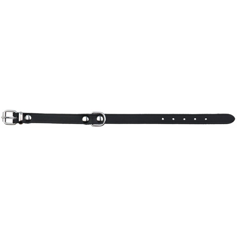 Standard læder halsbånd. XS, 19-24 cm./12 mm. Sort