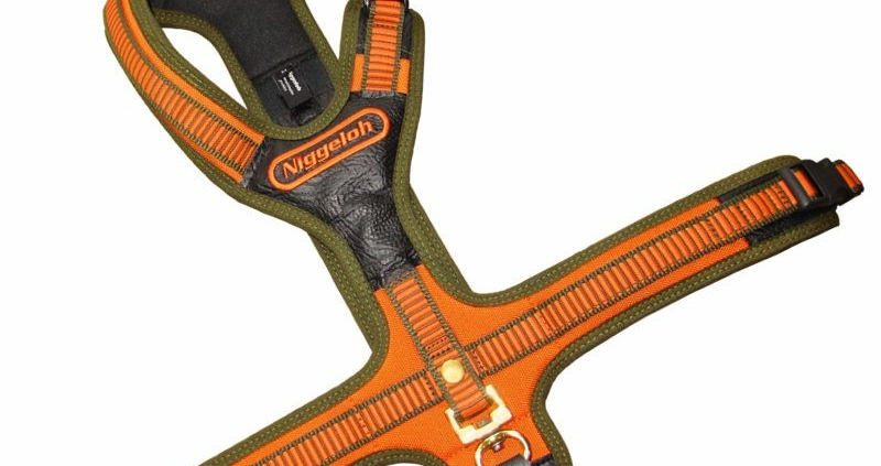 NIGGELOH Schweiss Sele Orange Model FOLLOW XL. Virkelig god hunde sele, håndsyet i Tyskland