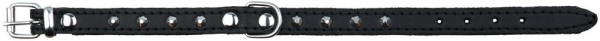 Basic Læder Halsbånd Med Nitter. S-M 33-39 cm./16 mm. Sort. Udgår