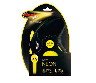 Flexi line New Classic Neon, Large 5 Meter, med bånd. Max 50 kg. - Billede 2