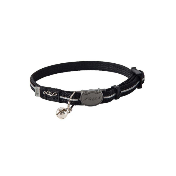 Rogz alleycat halsbånd XS sort 8 mm. 16,5-23 cm.