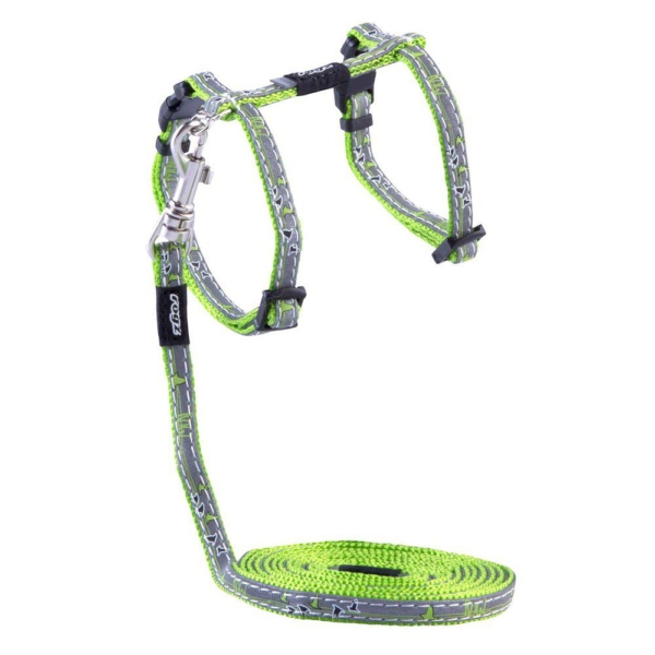 Rogz Nightcat sele med line XS limegrøn 8 mm./19,8-30 cm.