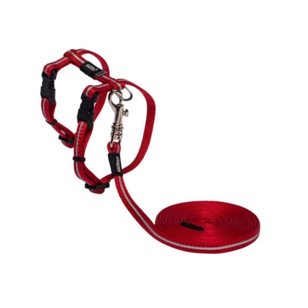 Rogz alleycat sele med line XSmall rød 8 mm./19,8-30 cm.