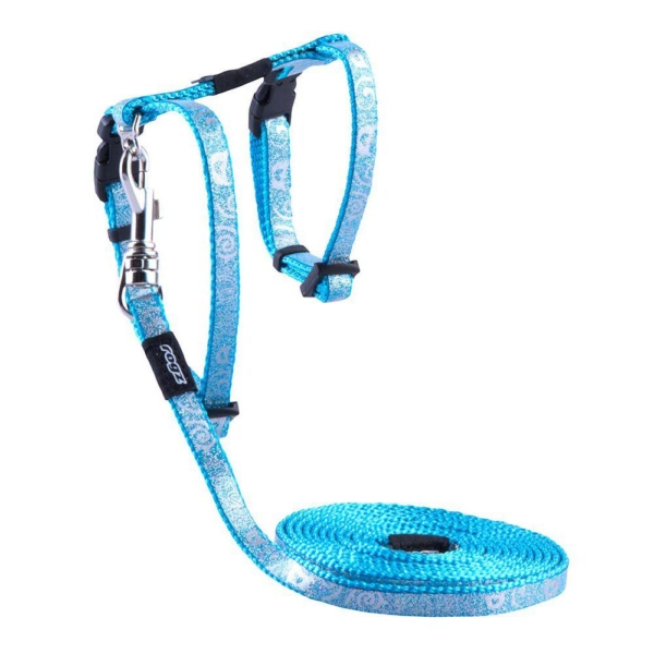 Rogz sparklecat sele med line XSmall turkis 8  mm./19,8-30 cm.