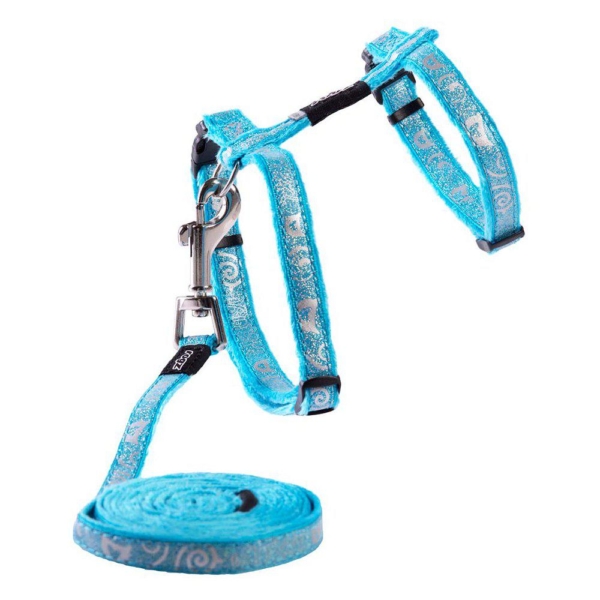 Rogz sparklecat sele med line Small turkis 11  mm./24-40 cm.