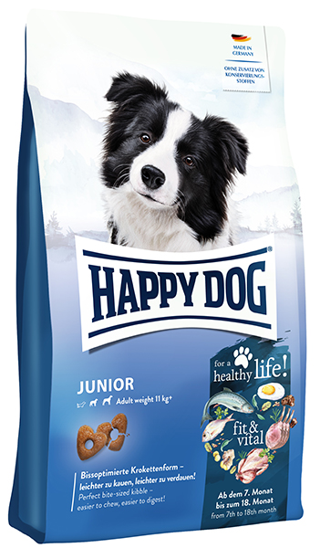 hvor ofte Meyella mekanisme Happy Dog Junior 1, 4 & 10 kg. Hundefoder til store hvalpe.