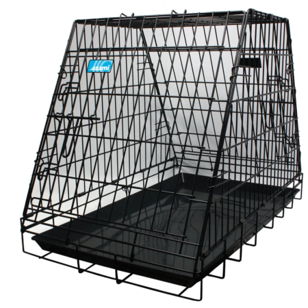 Ozami hunde transport bur, Skrå for og bagside, Sort.