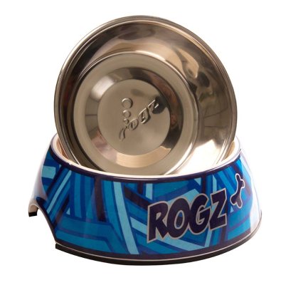 Rogz skål Bubble navy blå melamin/rustfri stål.