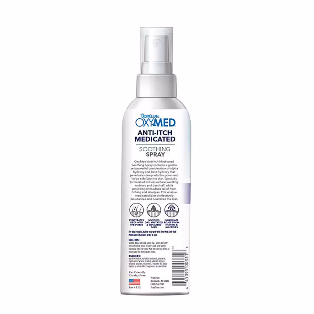 Tropiclean Oxy-med anti-itch spray 236 ml.