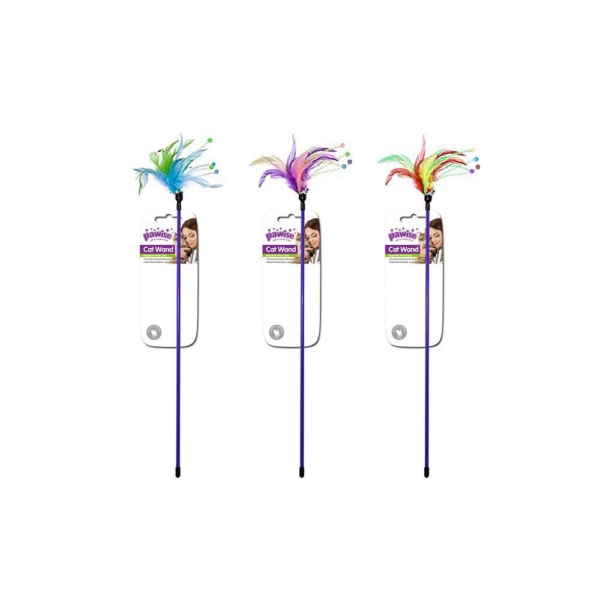 Pawise cat wand drillepind med fjer til kat uden snor 50 cm.