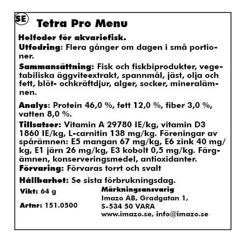 Tetra Pro Menu flagefoder til alle akvariefisk. 250 ml. - Billede 2