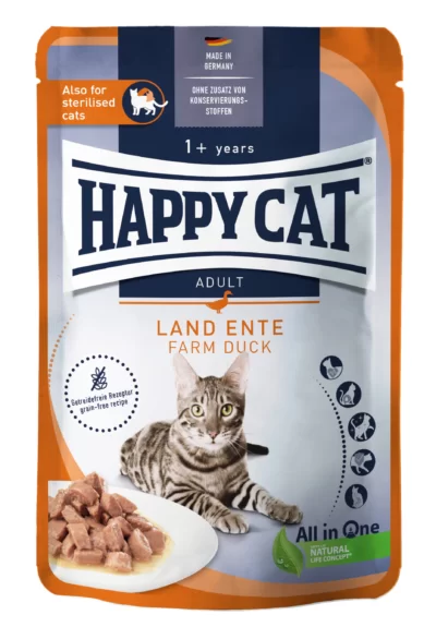 Happy Cat vådfoder Land-Ente (med and) 85 g.