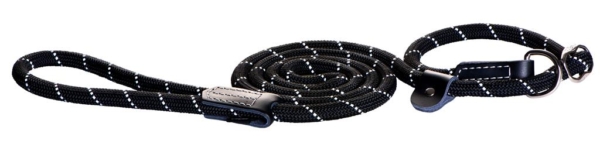 Rogz Rope retrieverline i 9-12 mm. 180 cm. sort.