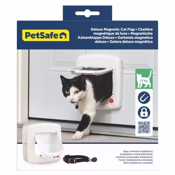 Petsafe Deluxe magnet kattelem i hvid. 4-vejs