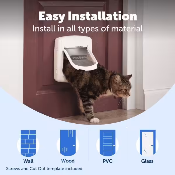 Petsafe Deluxe magnet kattelem i hvid. 4-vejs