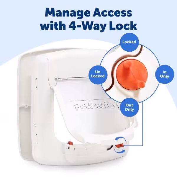 Petsafe Deluxe magnet kattelem i hvid. 4-vejs