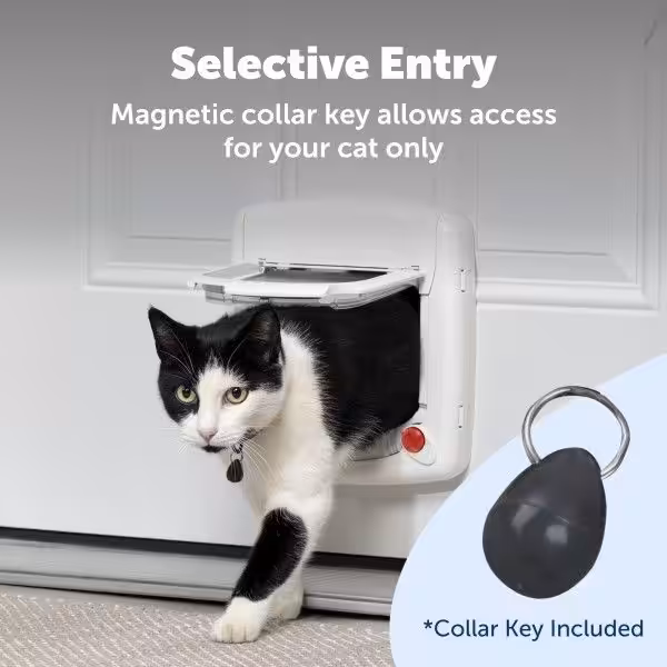 Petsafe Deluxe magnet kattelem i hvid. 4-vejs