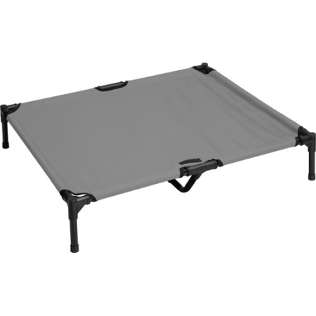 Companion folded camping bed.
