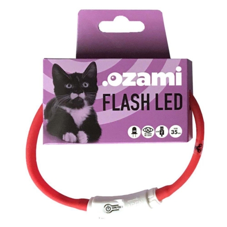 Ozami flash LED halsbånd 35 cm. rød