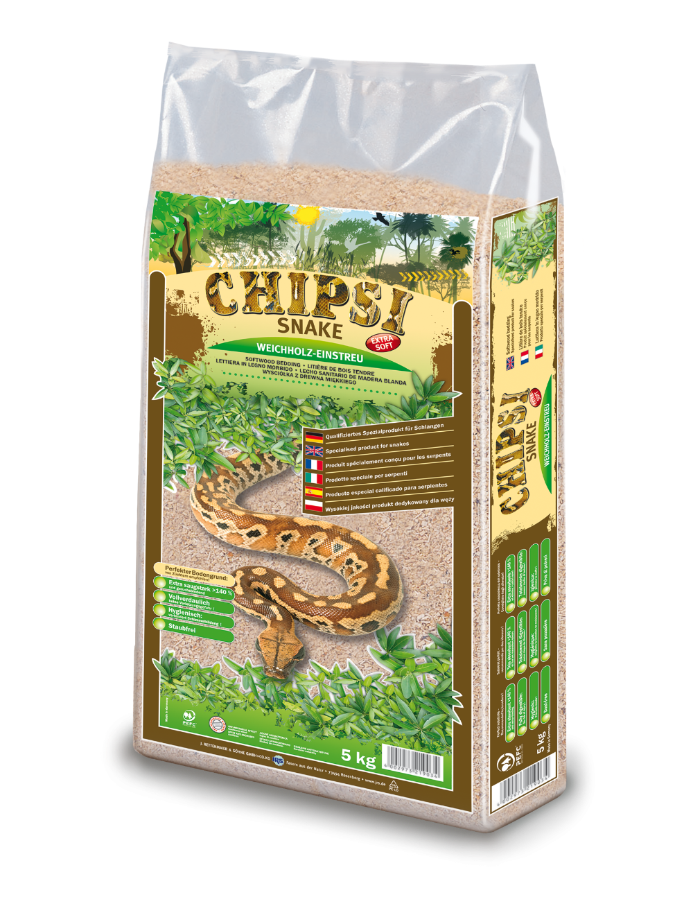 Chipsi snake nåletræ bundmateriale.