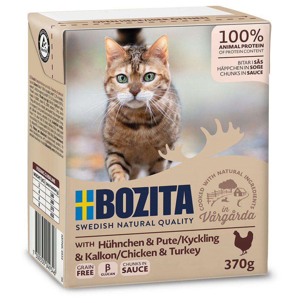 Bozita stykker i sovs med kylling og kalkun 370 g.