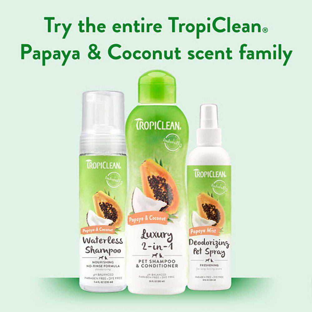 Tropiclean 2-i-1 shampoo & balsam papaya & kokos 355 ml. - Billede 8