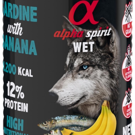 Alpha Spirit vådkost sardin med banan 400 g.