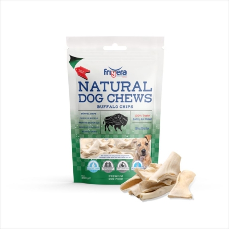 Frigera natural dog chews bøffelchips 250 g.