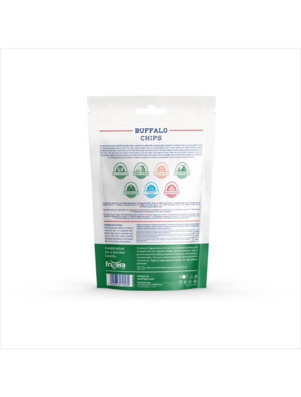 Frigera natural dog chews bøffelchips 250 g.