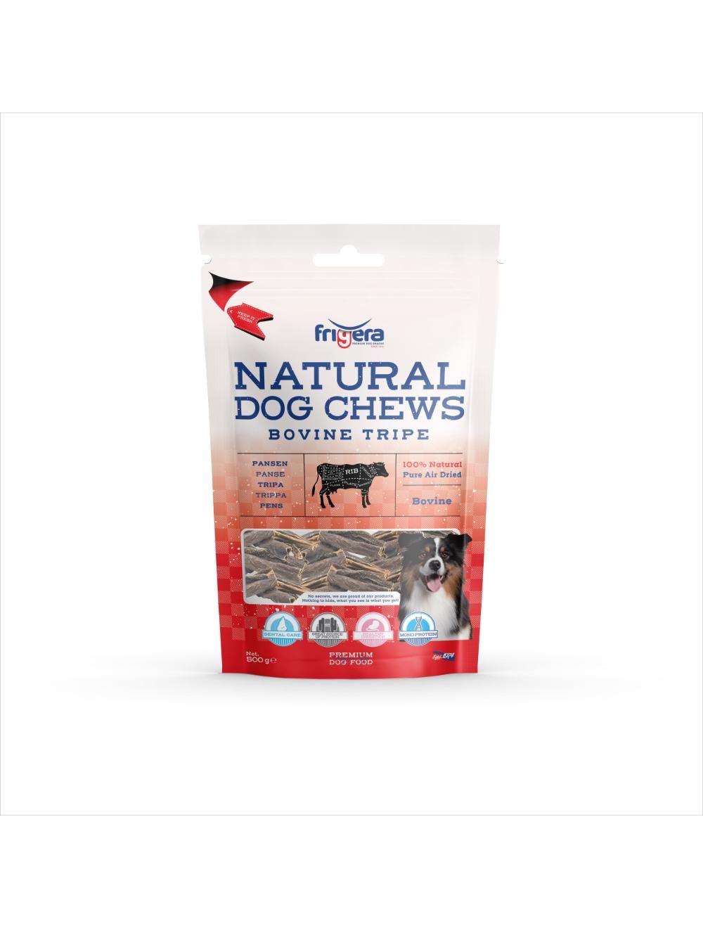 Frigera natural dog chews oksekallun 500 g.