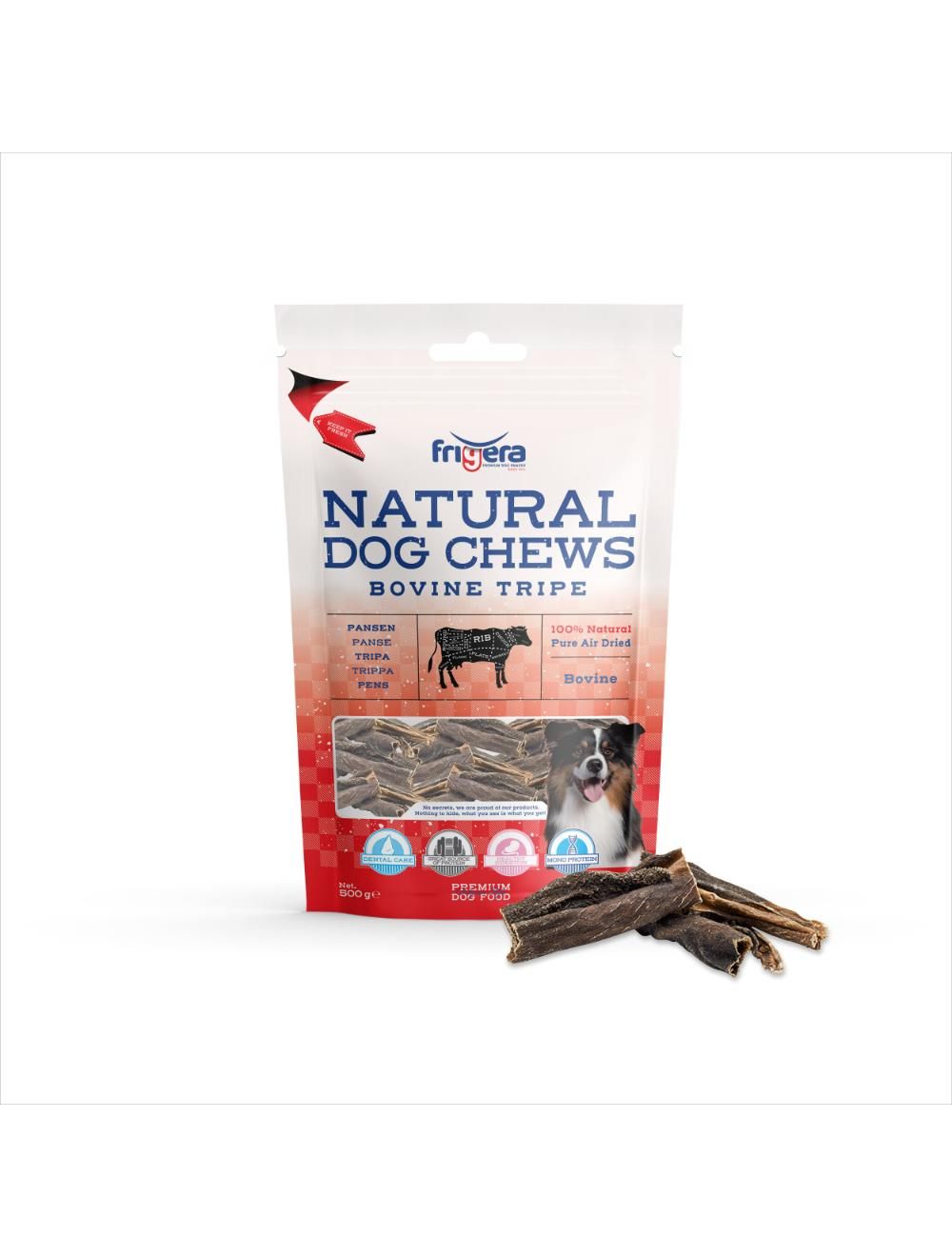 Frigera natural dog chews oksekallun 500 g.