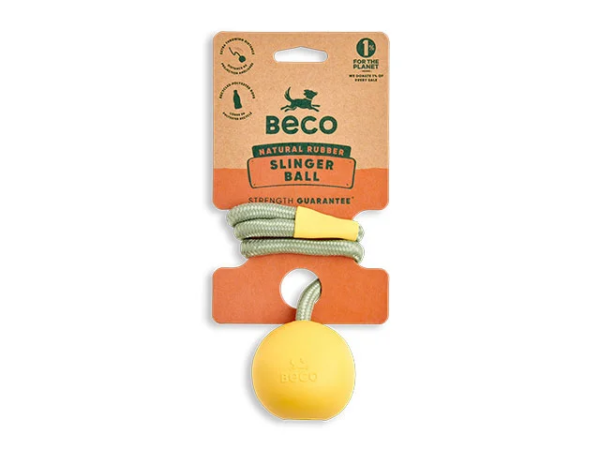 Beco natural rubber slinger ball m/snor gul