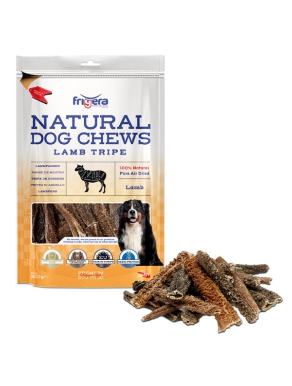 Frigera natural dog chews Lammekallun 500 g.