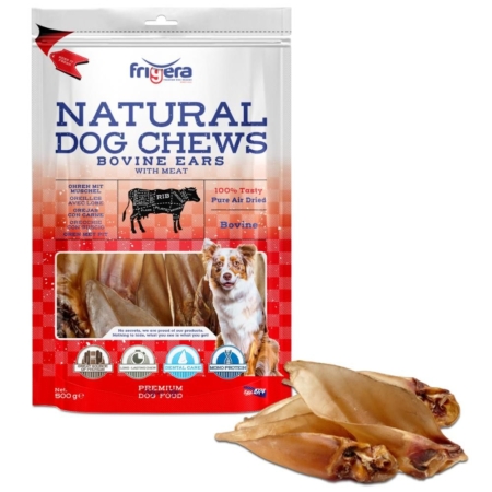 Frigera natural dog chews okseøre med kød 500 g.