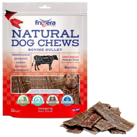Frigera natural dog chews oksespiserør 250 g.