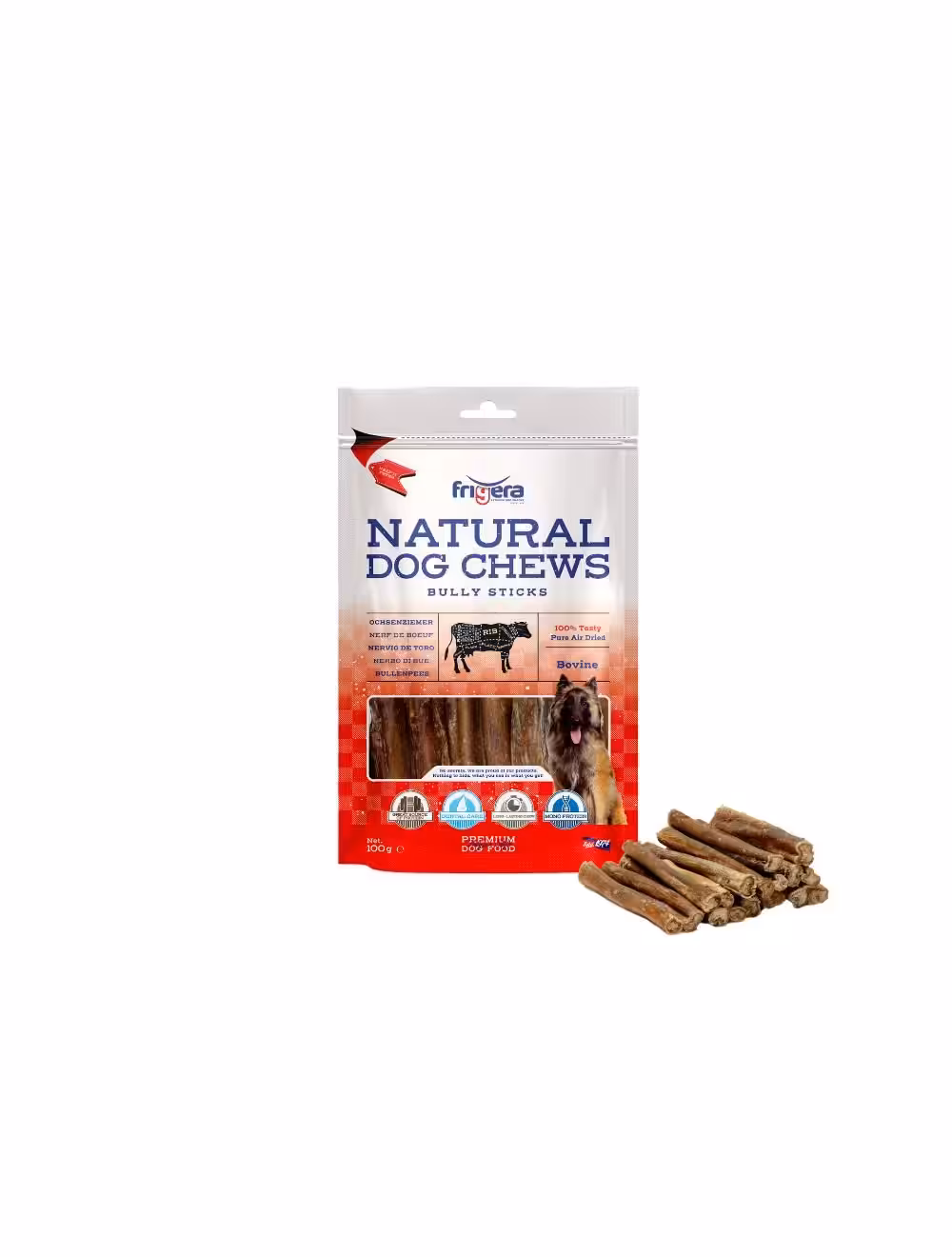 Frigera natural dog chews bully sticks 12 cm. 100 g.