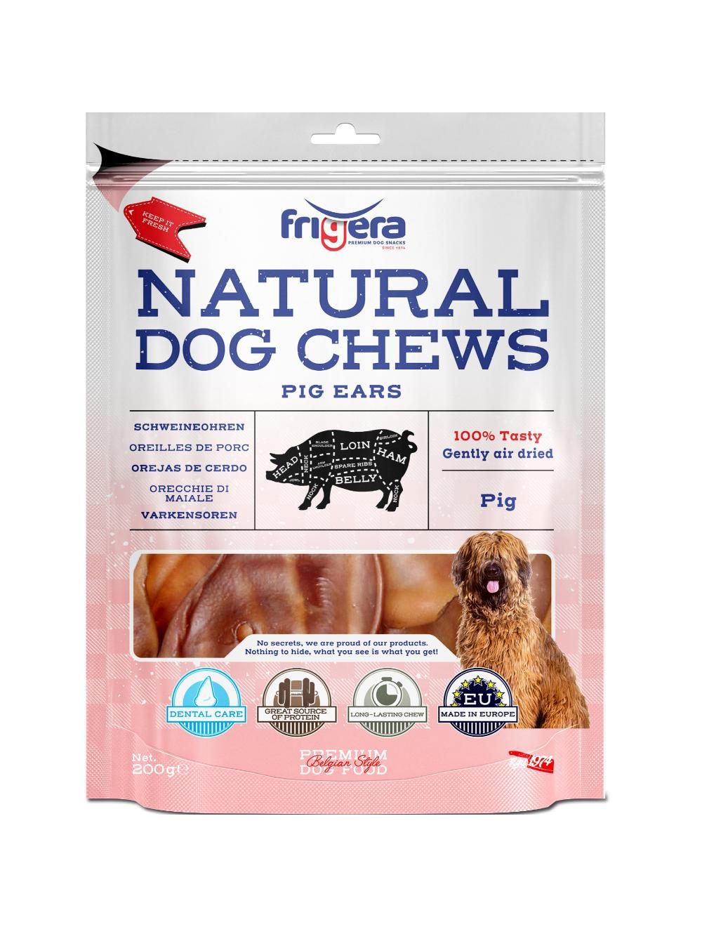 Frigera natural dog chews griseøre 400 g.