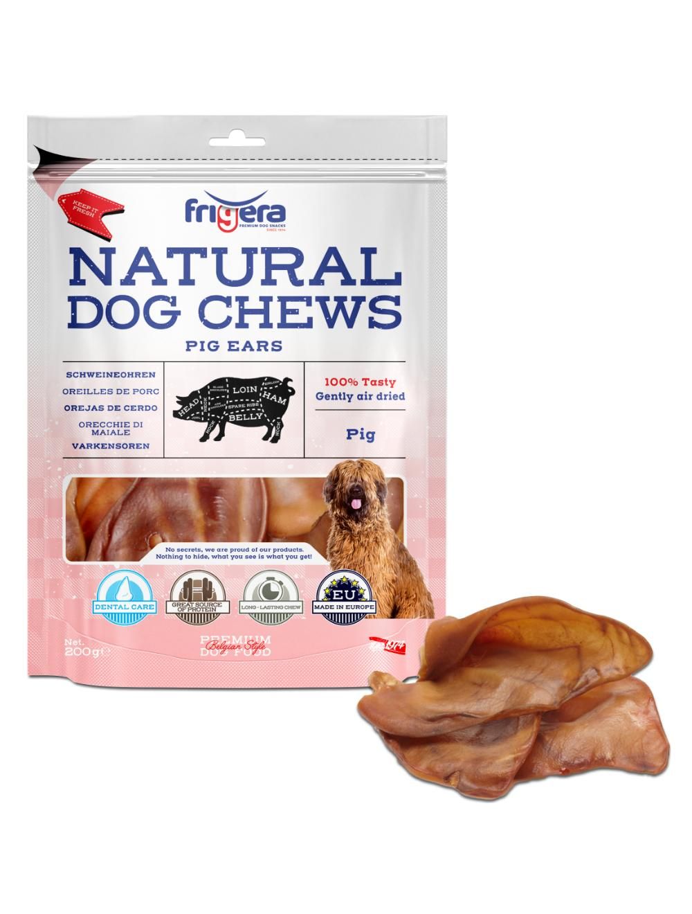 Frigera natural dog chews griseøre 400 g.