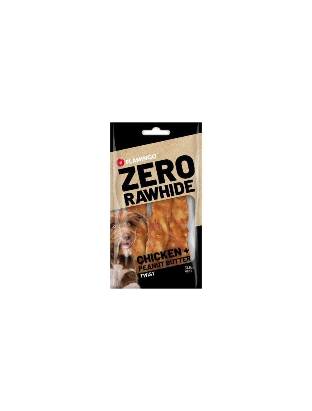 Flamingo Zero Rawhide stick m. kylling & peanut butter 3 stk.