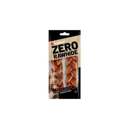 Flamingo Zero Rawhide flettet stick m. kylling 2 stk.