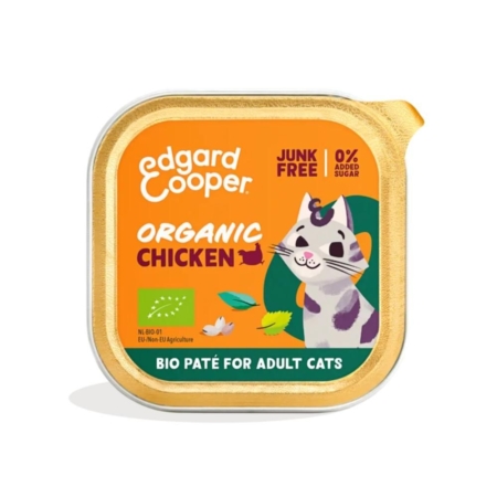 Edgard & Cooper adult kat økologisk pate med kylling 85 g.