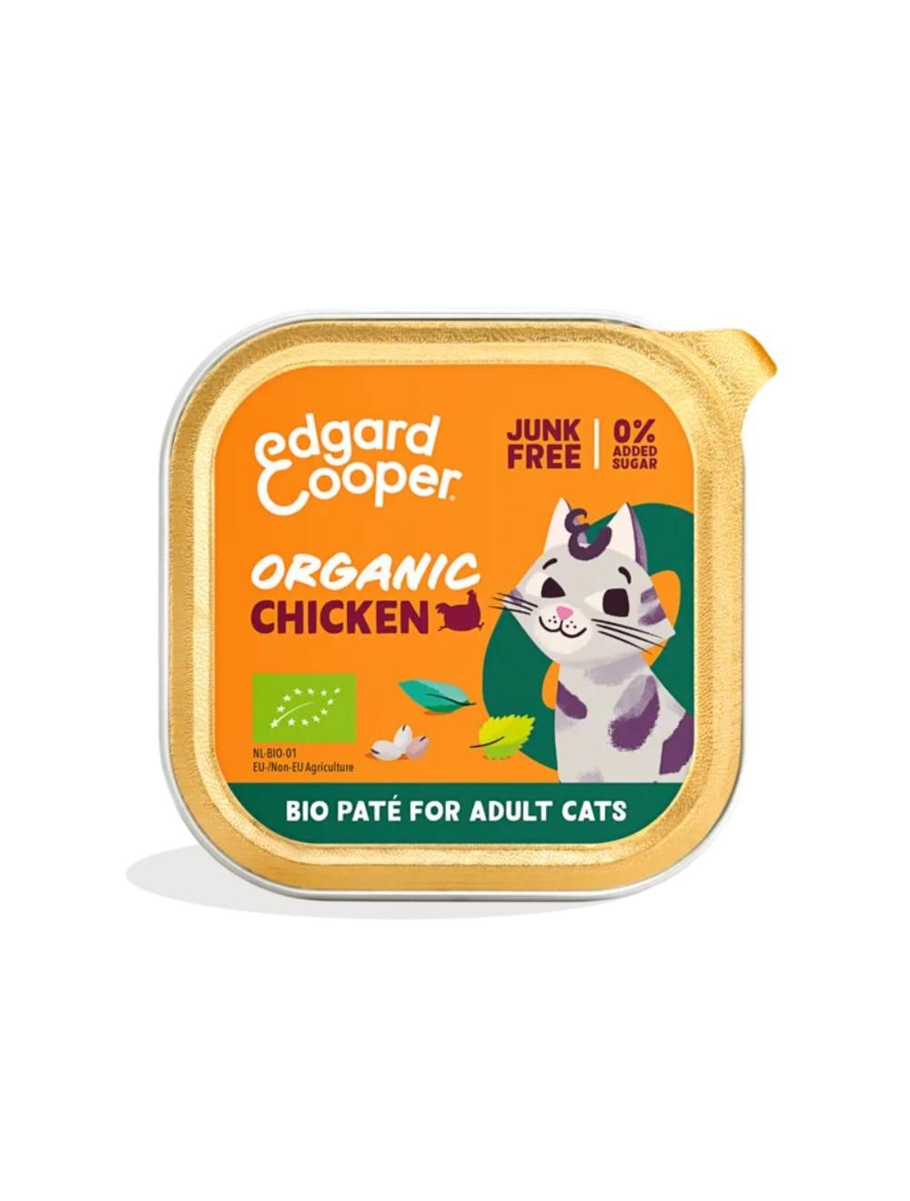 Edgard & Cooper adult kat økologisk pate med kylling 85 g.