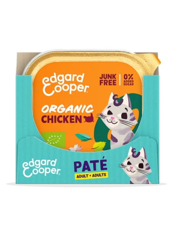 Edgard & Cooper adult kat økologisk pate med kylling 85 g.