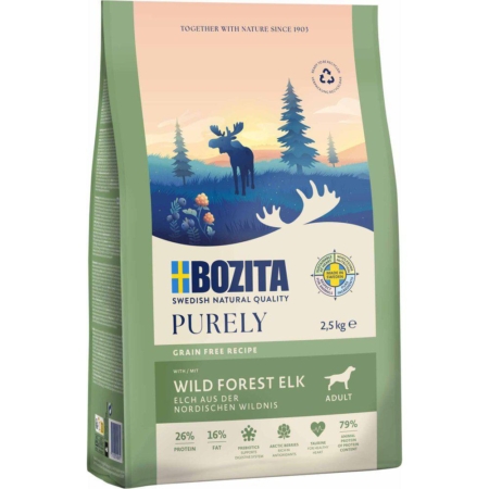 Bozita hundefoder Purely adult Elg 2,5 kg.