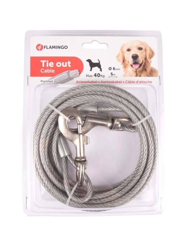 Flamingo Tie Out kabel Ø6 mm. 5 Meter.
