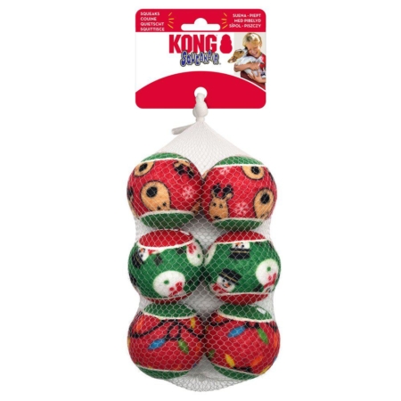 Kong Holiday Squeakair Ball 6-pack M Ø6,5 cm.
