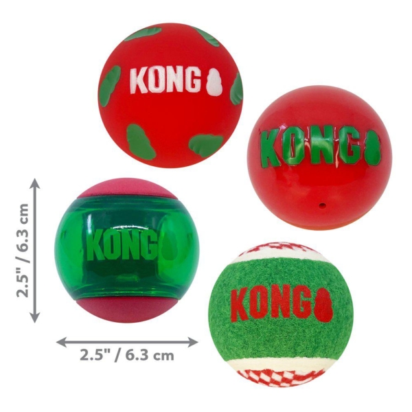 Kong Holiday Occasions Ball 4-pack Ø7 cm.