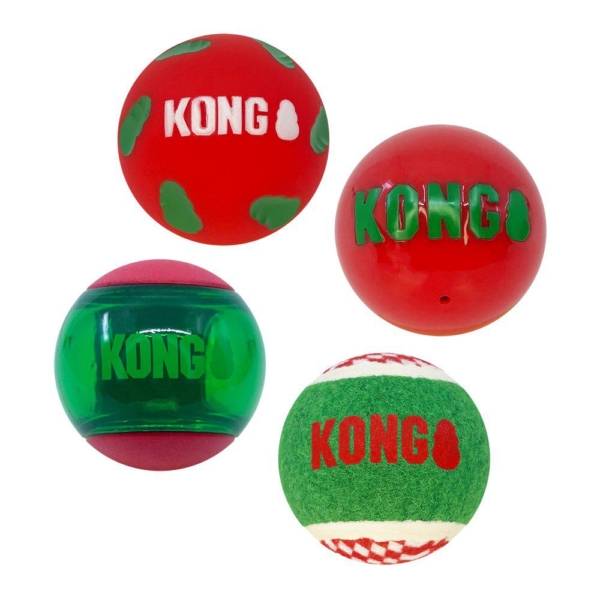 Kong Holiday Occasions Ball 4-pack Ø7 cm.