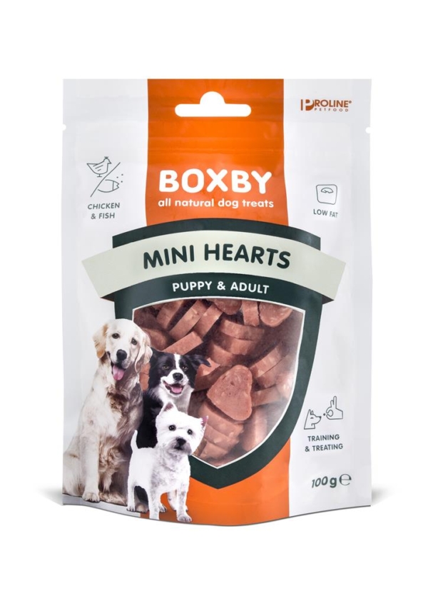 Boxby mini hjerter puppy & adult 100 g.