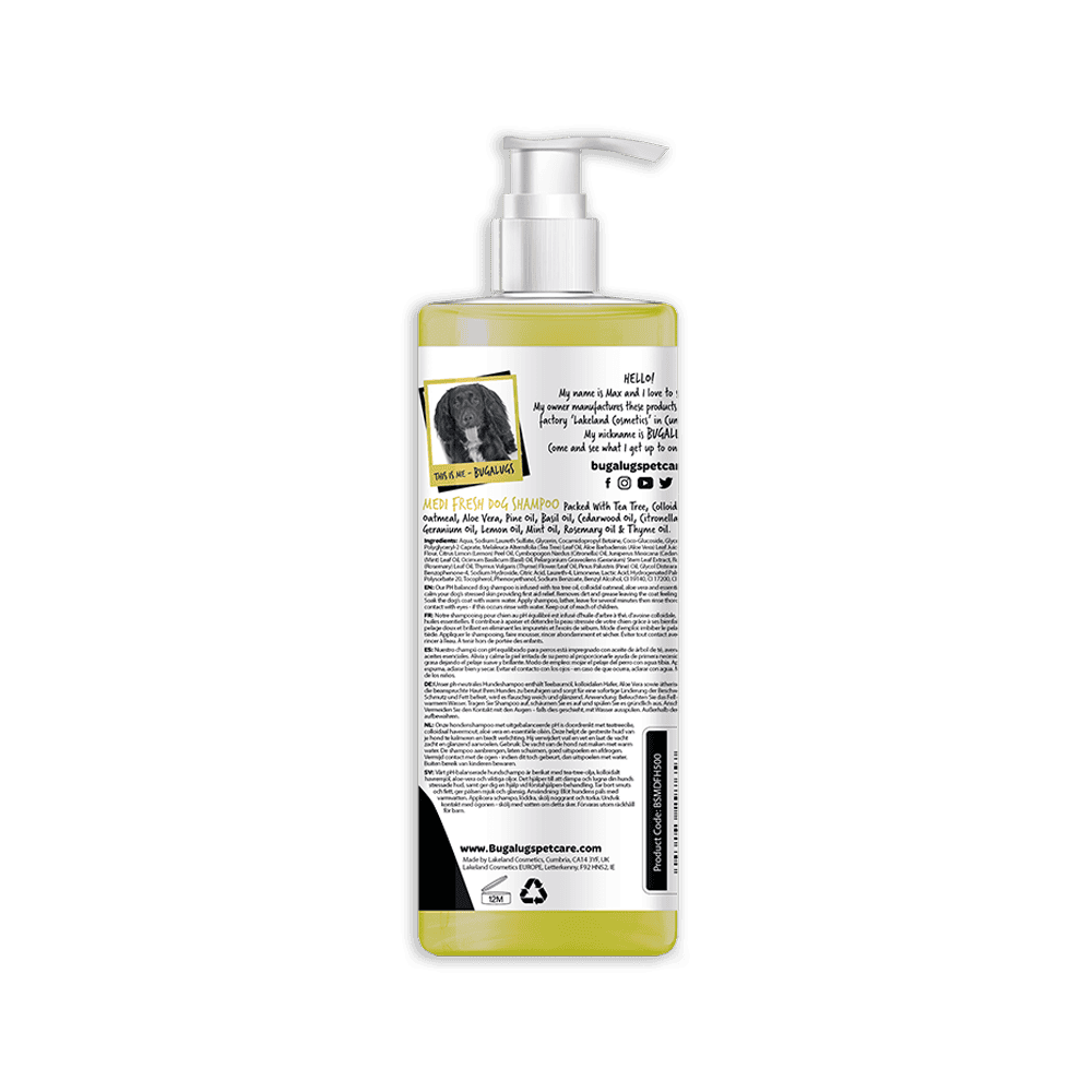Bugalugs medi fresh Dog shampoo med Tea Tree & Oatmeal 500 ml.